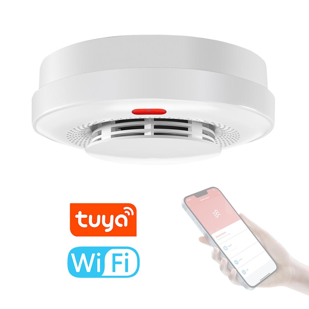 Tuya Wifi Детектор дыма Пожарная защита Звуковая сигнализация Датчик Мобильное приложение Удаленное push-уведомление с функцией отмены тревоги