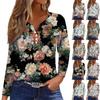 Women's T Shirt Tee Button Floral Print Long Sleeve Daily Weekend Fashion Basic V-Neck Regular Top