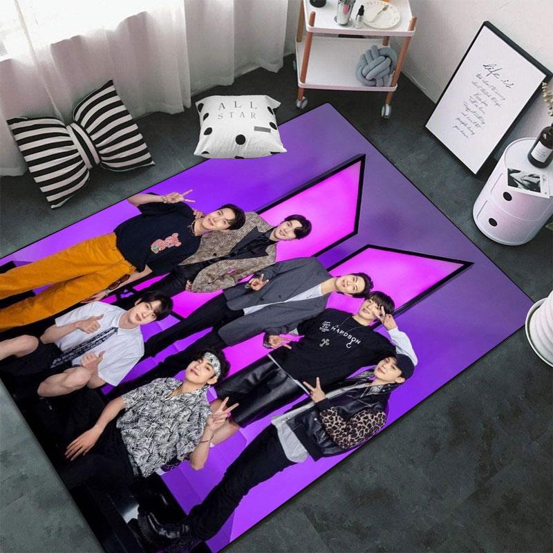 K-POP BTS Carpets and Rug 3D Printing Carpet Floor Mat Living Room Bedroom Large Area Soft Carpet-JM007