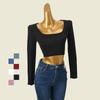 Foreign Trade Square Collar Slimming High Waist Pullover Long-Sleeved Sweater