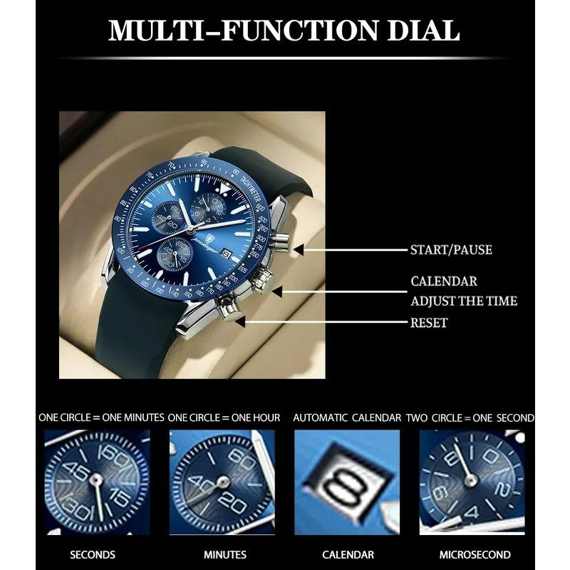 POEDAGAR Мужские часы, модные спортивные хронографы, силиконовые кварцевые часы, лучший бренд, роскошные водонепроницаемые, светящиеся мужские наручные часы с датой
