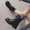 Height-increasing retro British style thin Martin boots women's autumn and winter new thick-soled lace-up short boots locomotive boots