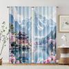 2 шт.   фильтрующие шторы (исключая стержни   неподвижный   без батареек) Гора цветущей сакуры для использования в спальнях и