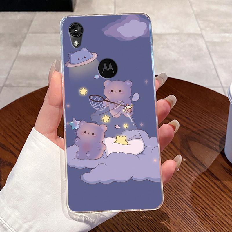 Casing For Motorola Moto E6 Case Aesthetic Cute Cat Astronaut Transparent Soft Silicone TPU Back Cover For MotoE6 e 6 Phone Case