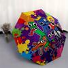 Cartoon Characters,Splash Art Automatic Folding Umbrella  Simple 8 Rib Design, Bright Cartoon Pattern, Durable Iron Frame, Suitable For Trav