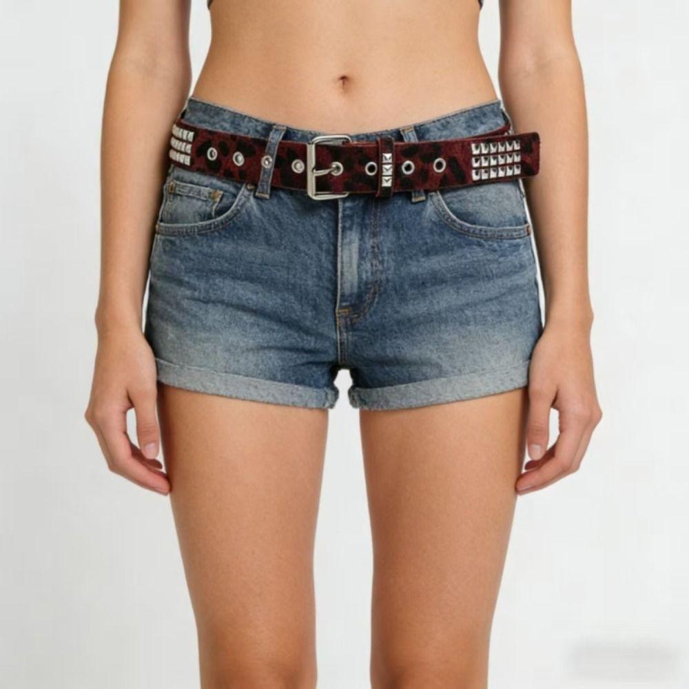 Metal Punk Rivet Belt Buckle Y2K Belt Retro Gothic Waistband Rock