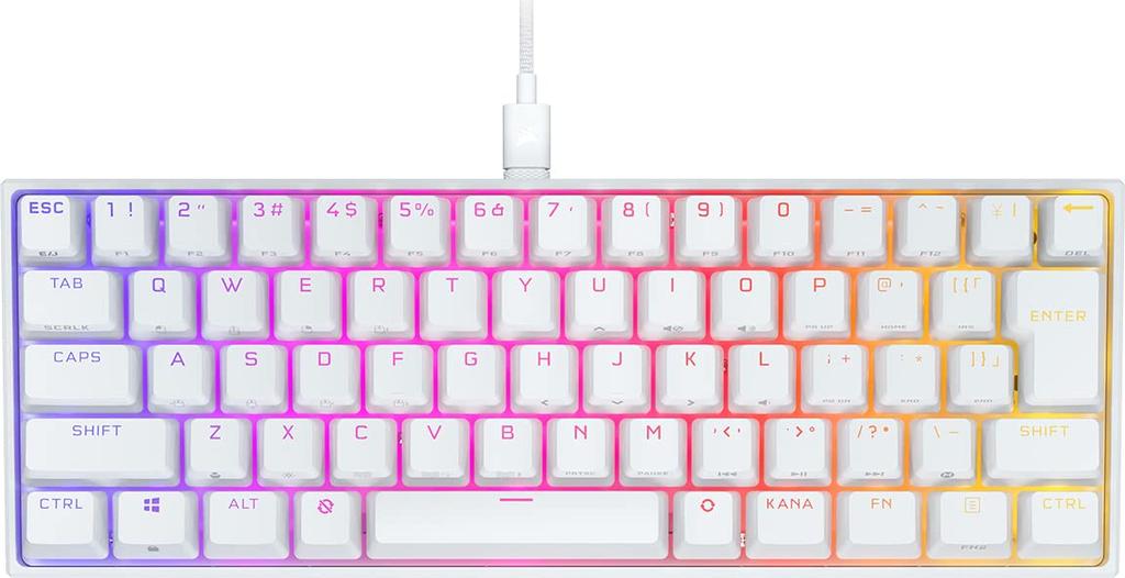 Механическая игровая клавиатура CORSAIR K65 RGB MINI с переключателем Cherry MX, белая, японская раскладка 60%, USB-A CH-9194114-JP