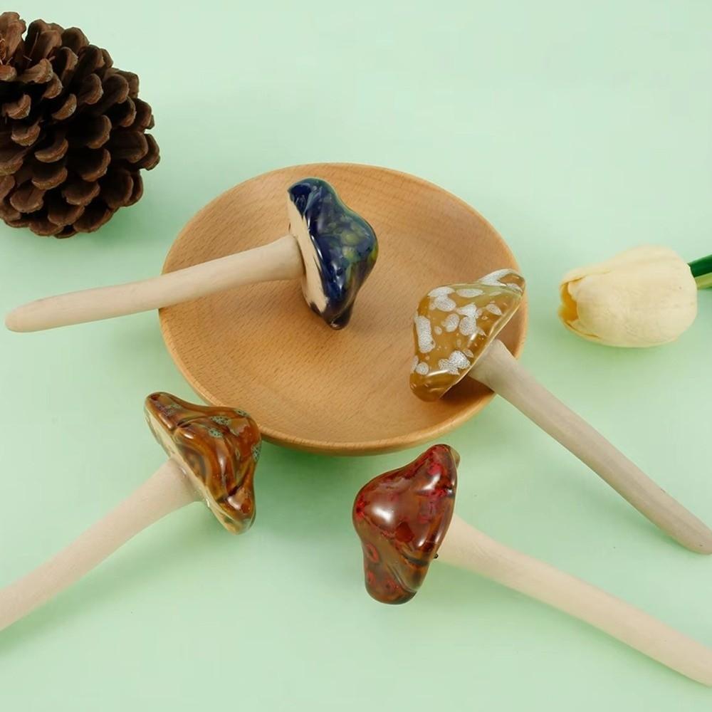4PCS Ceramics Pottery Sculpture Realistic Mushroom Sculpture Flower Pot Decoration