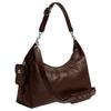COACH PocketJuliet 43 Silver Metal Logo Double Strap Design Zipper Closure Removable Handle Leather Shoulder Bag Large Women's Brown