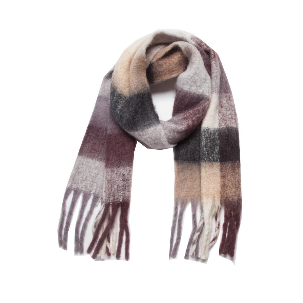 Autumn and Winter New Thickened Shawl Imitation Mohair Coarse Whiskers Colorful Plaid Scarf