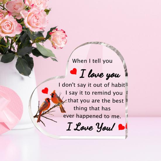 Прозрачный акриловый сердечный орнамент, настольный декор, напечатанный прозрачный акриловый блок, отдельно стоящее сердце