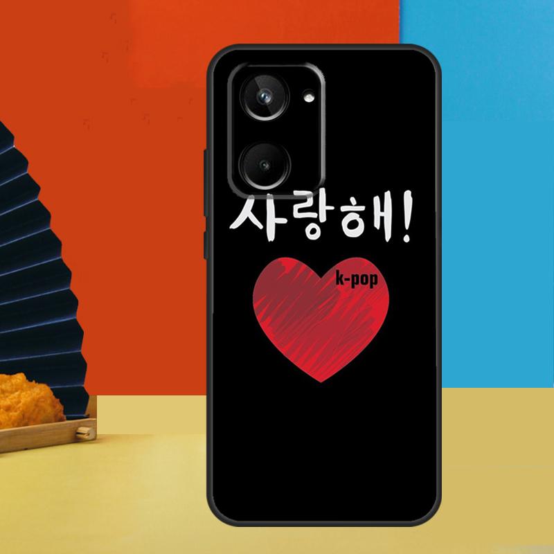 Милый корейский шрифт Saranghae Я люблю тебя Для Realme 15 10 11 12 13 14 Pro Plus C67 C65 C63 C61 C35 C55 C53 C51 C71 C75 GT7 Pro Чехол