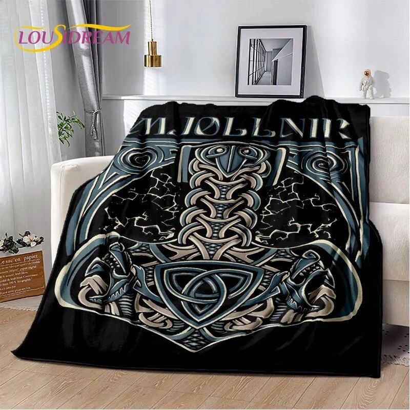 3D Viking Odin Valhalla Nordic Mythology Symbols Blanket,Soft Throw Blanket for Home Bedroom Bed Sofa Picnic Office Travel Cover