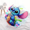 Stitch,Bubble Tea Themed folding umbrella, the best choice for gift giving, 8 ribs, casual, durable, lightweight and portable travel umbrell