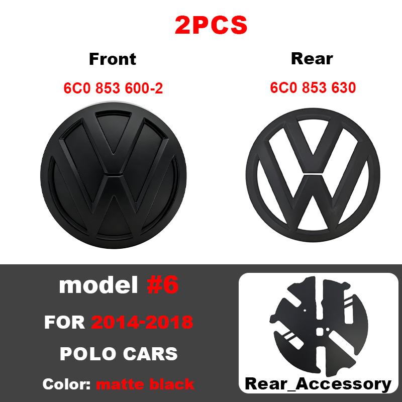 ABCD1 VW Car Front Grill Badge Rear Trunk Lid Emblem Logo 6C0853600 Auto Accessories For Volkswagen Polo 6 6C 2014 2015 2016 2017 2018