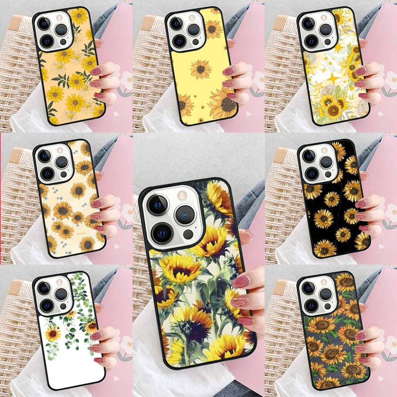 Цветочный чехол для телефона с подсолнухами для iPhone 17 Air 15 16e 14 13 Pro Max Coque 12 11 Pro Max PLUS