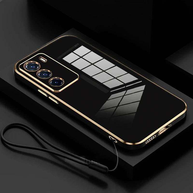 Luxury Plating Case for OPPO Reno 13 F 12 11 7 10 Pro A3 A98 A94 A78 A74 A58 A57 A54 A38 A16 Silicone Soft Shell with Lanyard Hand Rope