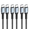 USB Type C Cable 1.5m (Set of 3) Popolier (USB To C)[USB PD Compatible/ 100W/5A Fast Charging] High Speed Data Transfer Highly Durable Nylon