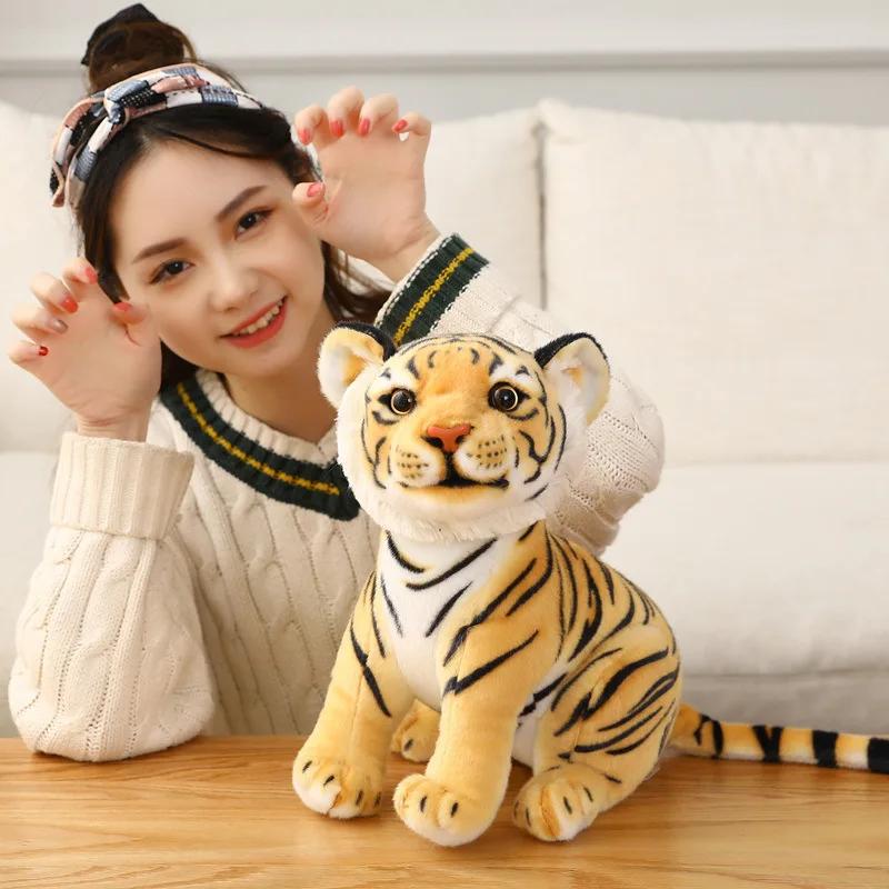 Simulation Baby Tiger Plush Toy Cute Stuffed Soft Wild Animal Forest Tiger Pillow Dolls Room Decro For Kids Boys Birthday Gift