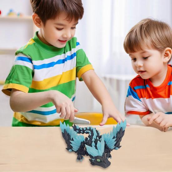 3D Printed Dragon Figurine Glow-in-the-dark Flying Dragon Fidget Toy with Movable Joints Luminous Articulated Dragon Decoration Ornament