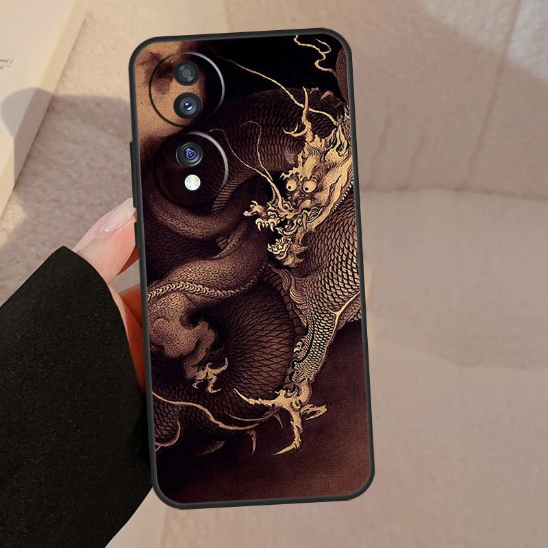 Chinese Style Crane Dragon Case For Honor Magic 5 Lite Pro 50 70 90 8X 9X X6 X7 X8 X9 Honor X6a X7a X8a X9a X9b Cover