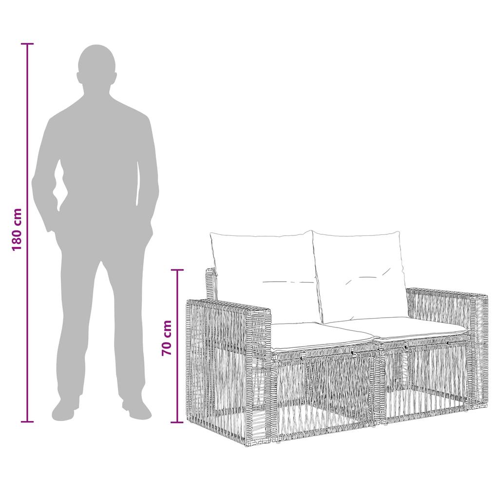 Garden Sofa Set 8 pcs Black and Cream White Poly Rattan