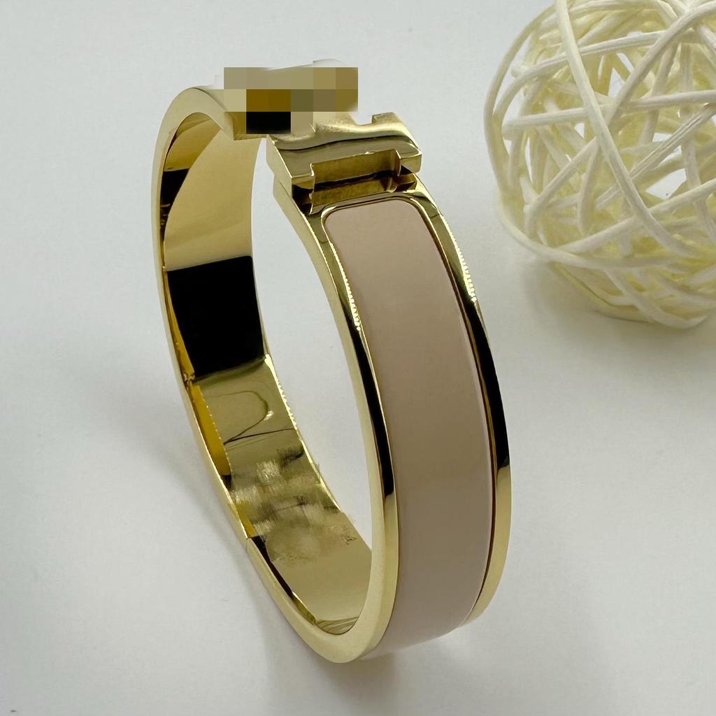 Браслет-бэнгл из эмалированной титановой стали 12 мм с буквой H - Европейский и американский модный браслет