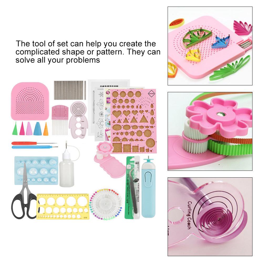 Набор для квиллинга из 24 шт., Полоски для квиллинга, Набор инструментов для квиллинга, Электрическая ручка для скручивания бумаги, Доска-шаблон, Сетка для инструментов квиллинга, Дизайн бумаги