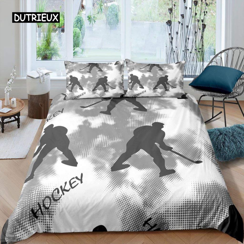 Комплект постельного белья с хоккейной тематикой для мальчиков, комплект постельного белья с хоккейной тематикой, размер King, для детей, молодежи, взрослых, мужчин, зимний пододеяльник
