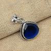 Blue Sapphire Lab-Created 925 Solid Sterling Silver Handmade Jewelry Women Pendant