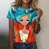 Plus Size Women Tshirt Fun 3D Print Female Clothing Fashion Summer Short Sleeve Top Casual O-Neck Tee Ladies Pullover