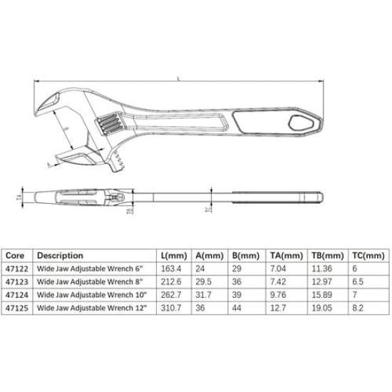 SATA Monkey Wrench 300mm Black Oxide 47125 Wide-mouth