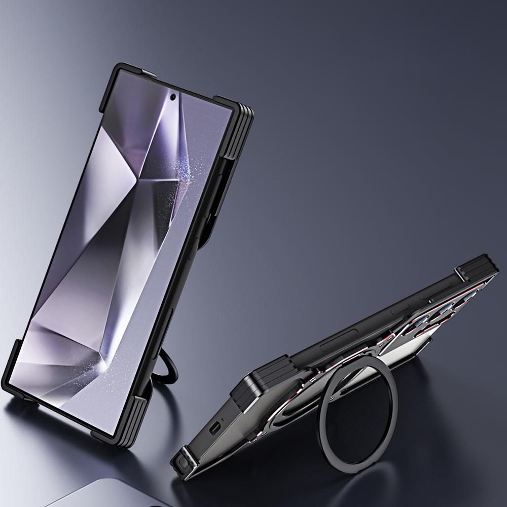 Чехол-подставка для Samsung Galaxy S23 Ultra Металлический бампер Магнитная крышка для телефона