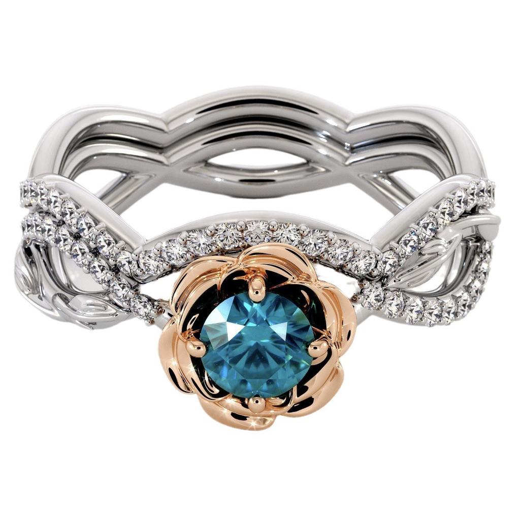 Женское двухцветное кольцо с цирконием в форме розы, креативные свадебные украшения для женщин