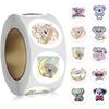 100-500Pcs Cute Koala Bear Stickers Sealing Animal Kids Sticker Decor Circle Seal Label Birthday Reward Gift Stationery Sticker