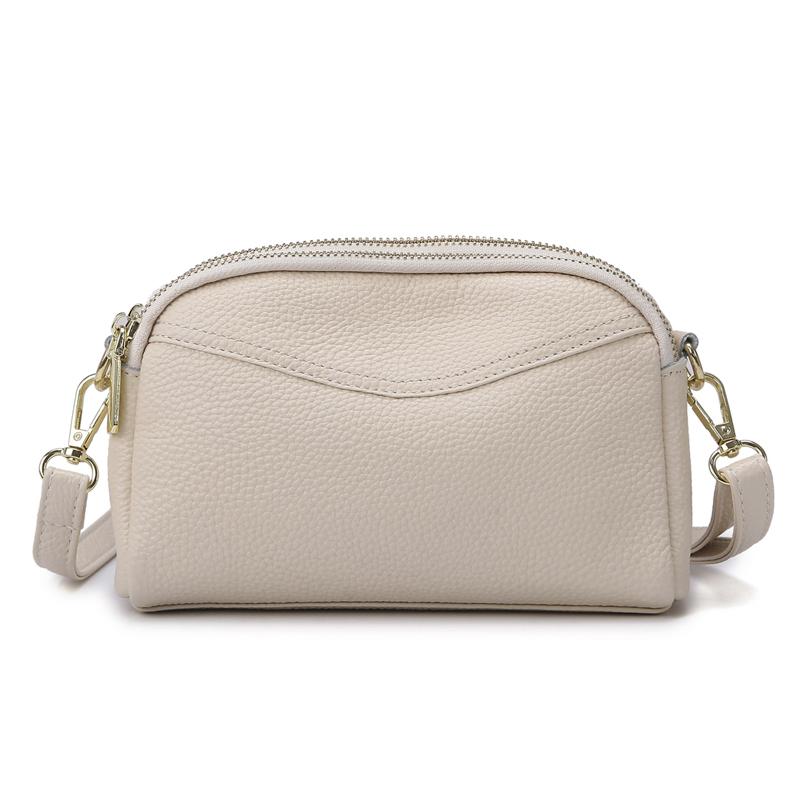 Сумка через плечо из натуральной кожи для женщин, двойная молния, маленькие сумки, простая сумка