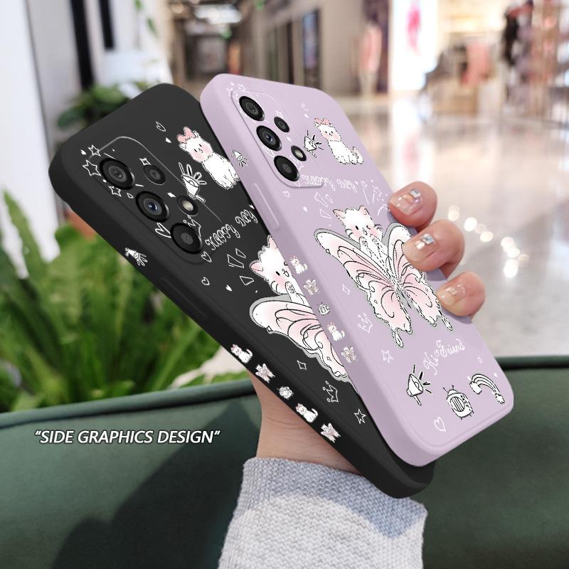 Butterfly Cat Case For Samsung Galaxy A73 A53 A33 A23 A13 A72 A52 A52S A32 A22 A12 A71 A51 A31 A21S 4G 5G Cover