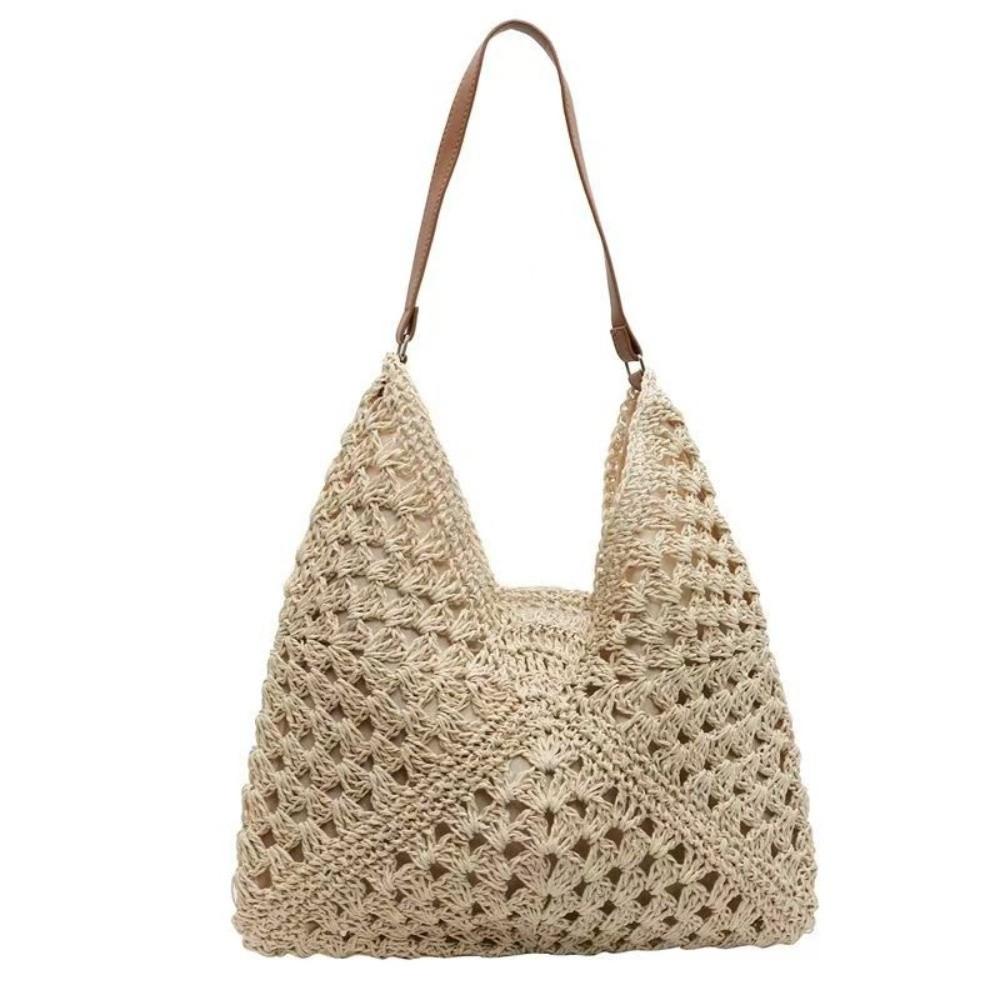 New Hollow-out Design Weaving Clutches Weaving Texture Large Capacity Underarm Bag Polyester Ladies Handbag Summer Season