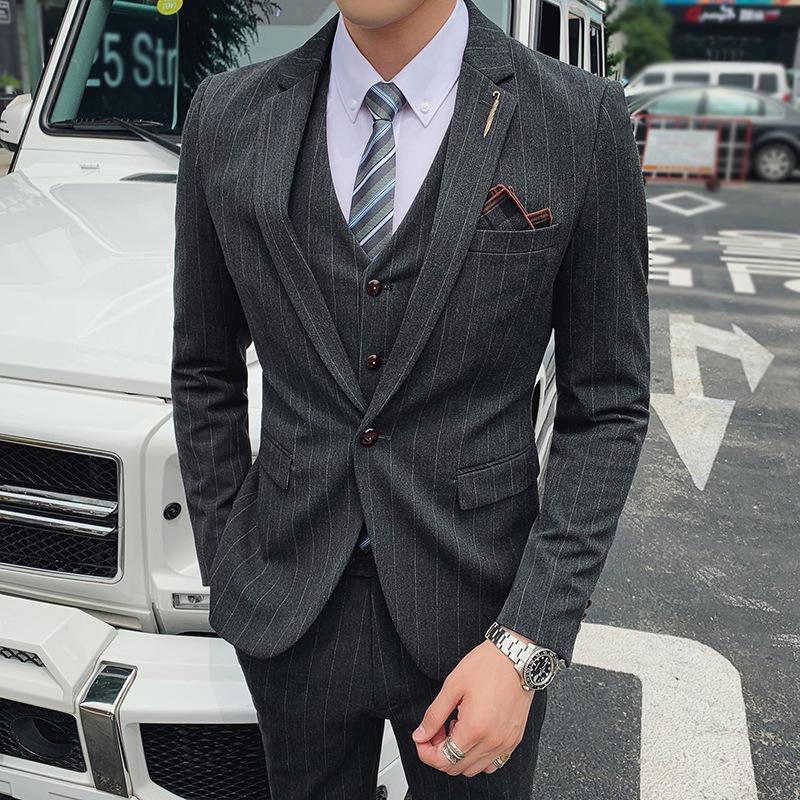 Men's Autumn/Winter Three-Piece Suit Set SJT9823-P265: Elegant Gentleman Style Suit.