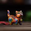 Миниатюрная деревянная фигурка кошки, ручная резьба, статуэтка котенка, скульптура, деревенский стиль, украшение для дома, офиса, рабочего стола
