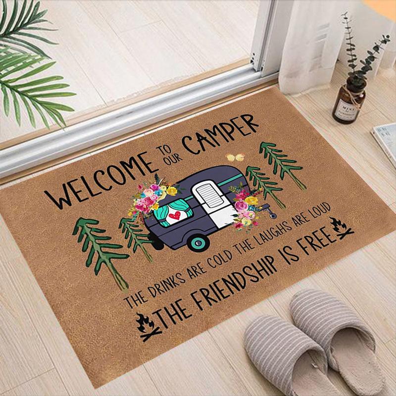 Cartoon Camping Floor Mat Entrance Welcome Doormats Kitchen Rug Home Decor Carpet Non-slip Area Rug Anti-slip Machine Washable