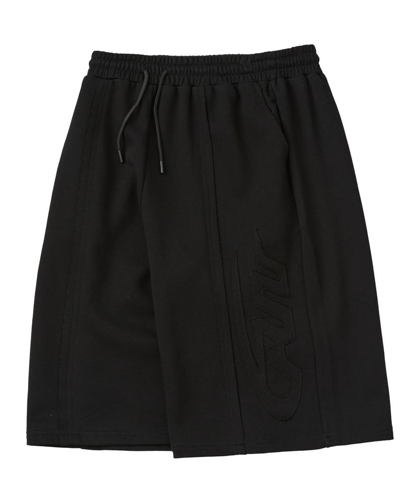 RAIMENT Big Patch Bermuda Wide Elastic Sweatpants_Black