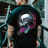 Men's Street Style Short Sleeve T-Shirt Printed Skull Pattern Short Sleeve Summer Casual Men's Top Breathable T-Shirt
