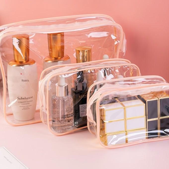 Набор из трех водонепроницаемых косметичек из ПВХ - большая вместимость, переносное хранилище для туалетных принадлежностей с застежкой-молнией