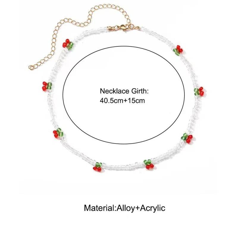 Летнее Милое Ожерелье из Рисовых Бусин, Свежее Ожерелье с Вишней, Женский Чокер, Цепочка для Ключицы, Ювелирный Подарок