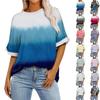 Women's Loose Oversize Print  Round Neck, Shoulder Length Short Sleeved T-shirt Top