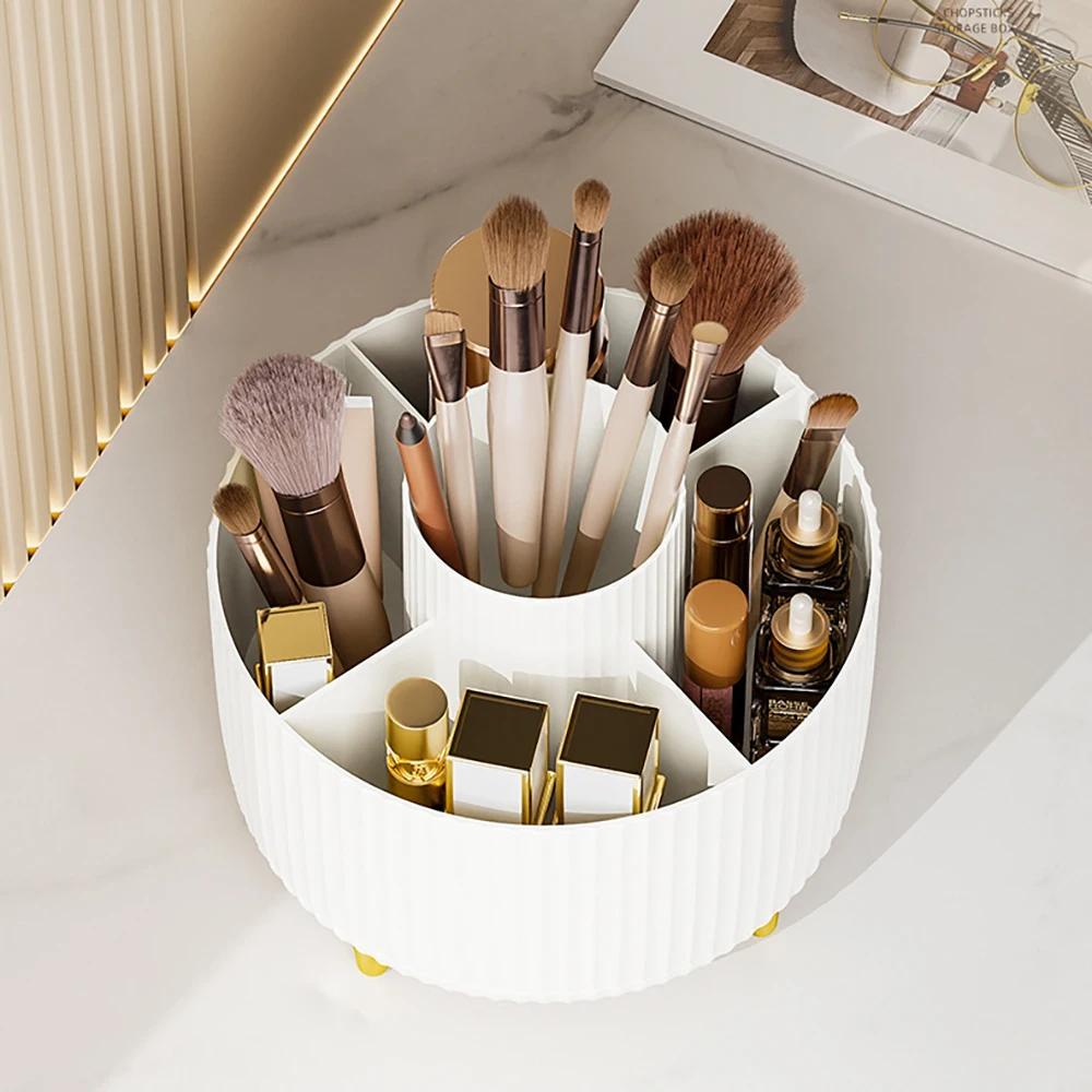 360°Rotating Desktop Makeup Brushes Organizer Cosmetic Storage Box Portable Lipstick Holder Skincare Pen Organizer Stand