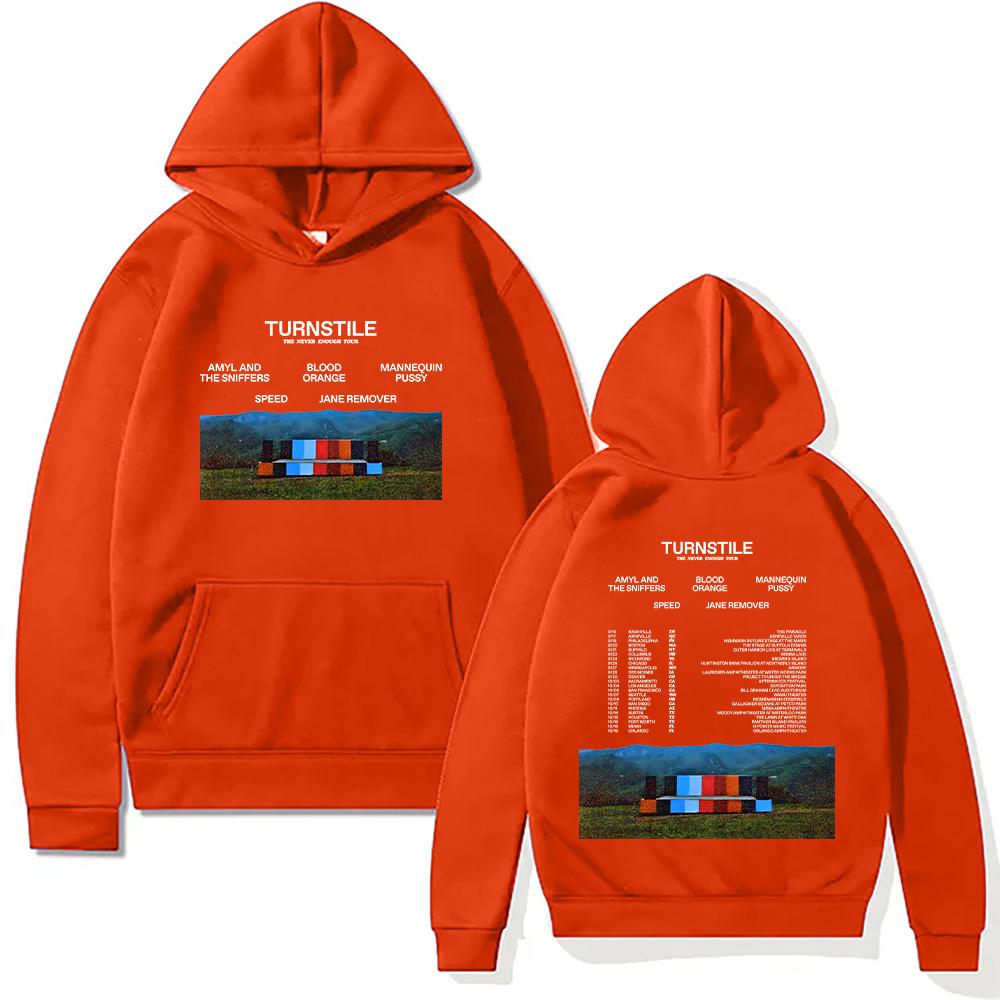 Толстовки Turnstile Band Turnstile The Never Enough Tour 2025 Свитшот Унисекс Хип-хоп Рок Уличные Пуловеры Двусторонние Уличная одежда
