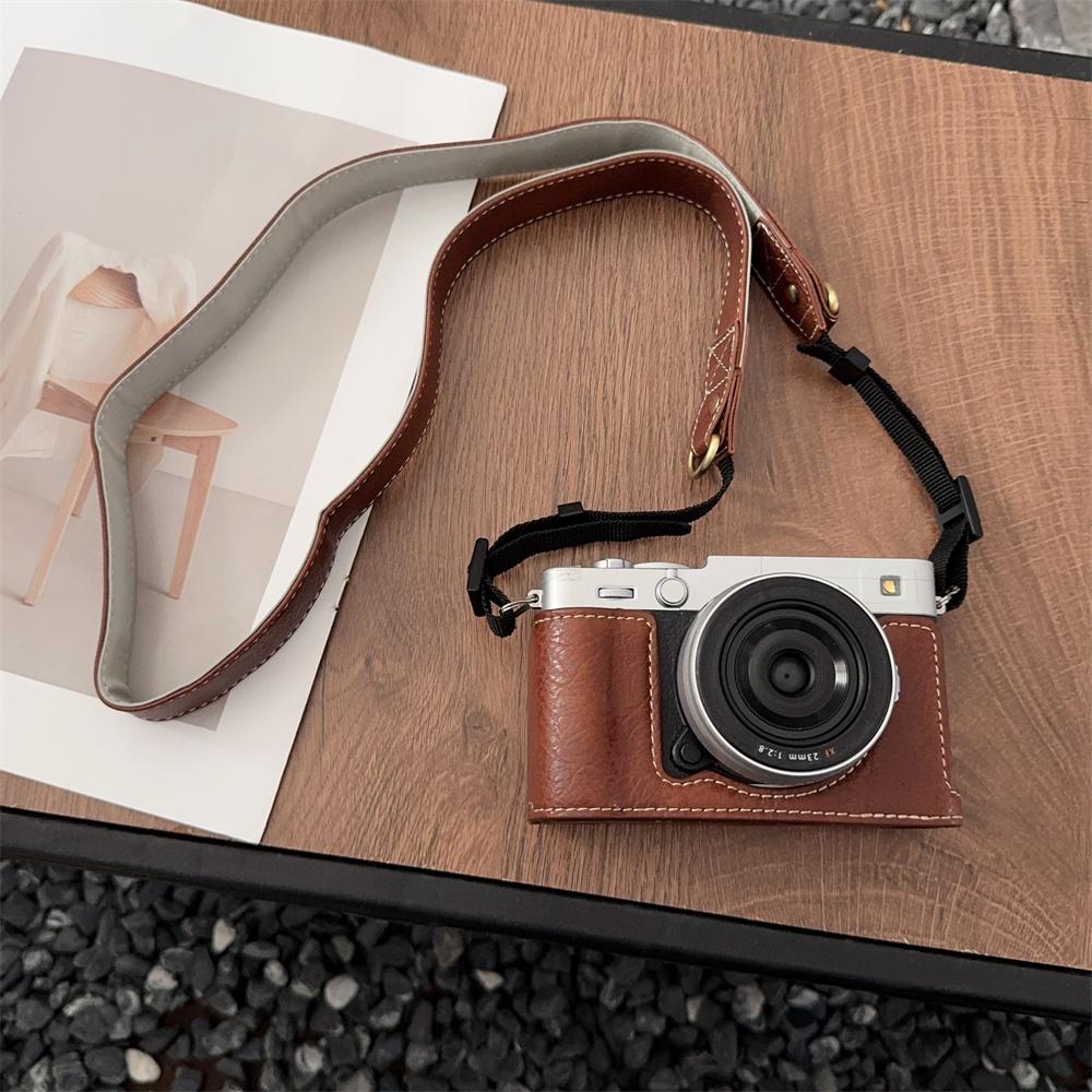 Роскошный получехол для камеры ручной работы для Fujifilm X-E5 Fuji XE5, крышка с отверстием для аккумулятора снизу, с плечевым ремнем