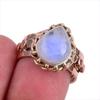 Natural Rainbow Moonstone Gemstone Two Tone 925 Sterling Silver Ring Size 7 G8E13